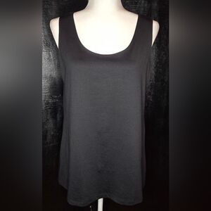 A'NUE MIAMI "The Longer High/Scoop Tank" Black Tank Top Size Large